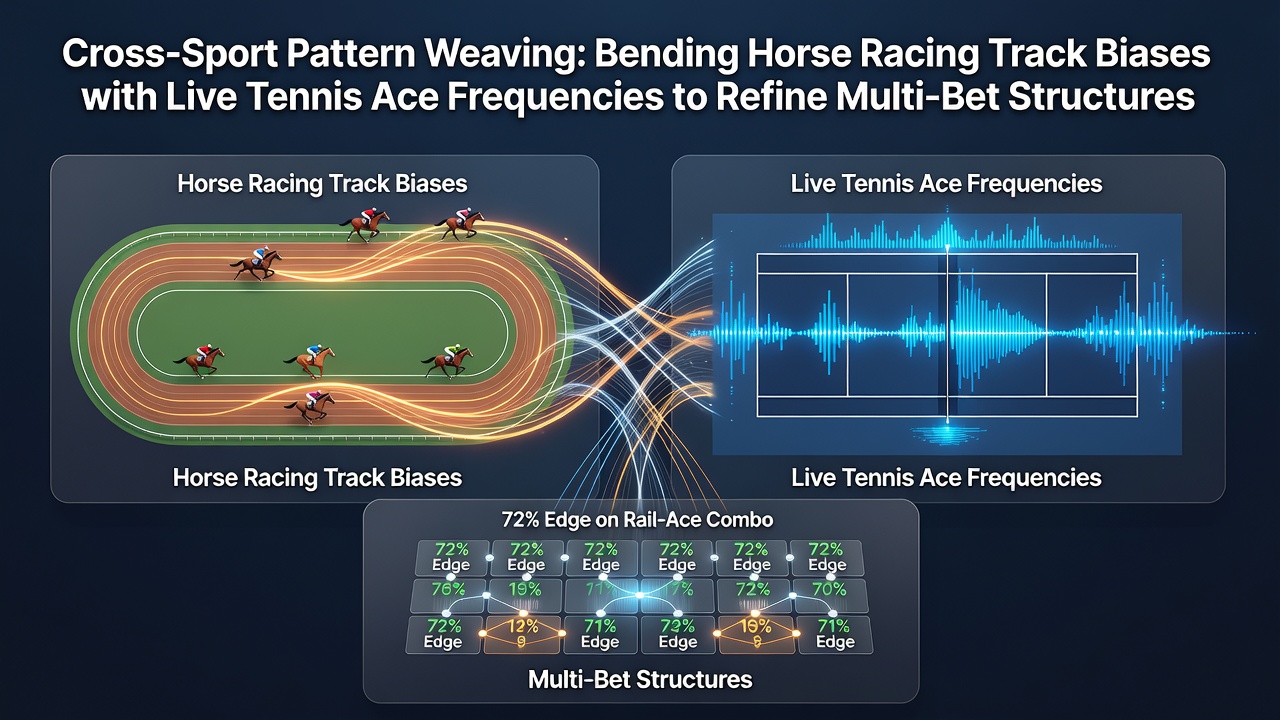 Visual representation of cross-sport data patterns linking horse racing track biases and tennis ace statistics for multi-bet refinement