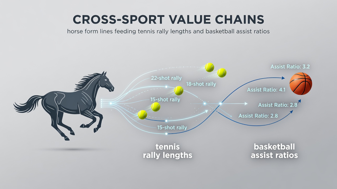 Diagram illustrating layered accumulator builds that integrate tennis rally data with basketball playmaking statistics