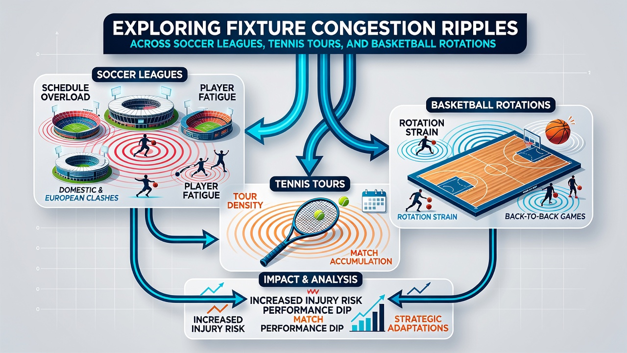 Data charts displaying performance dips and betting odds shifts during periods of high fixture congestion in multiple sports