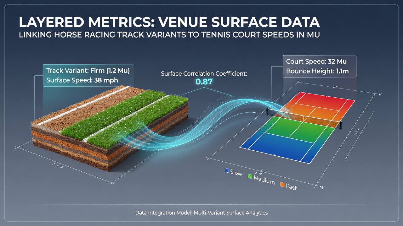 Chart illustrating speed deviation scores between horse racing tracks and tennis courts used in multi-sport betting models