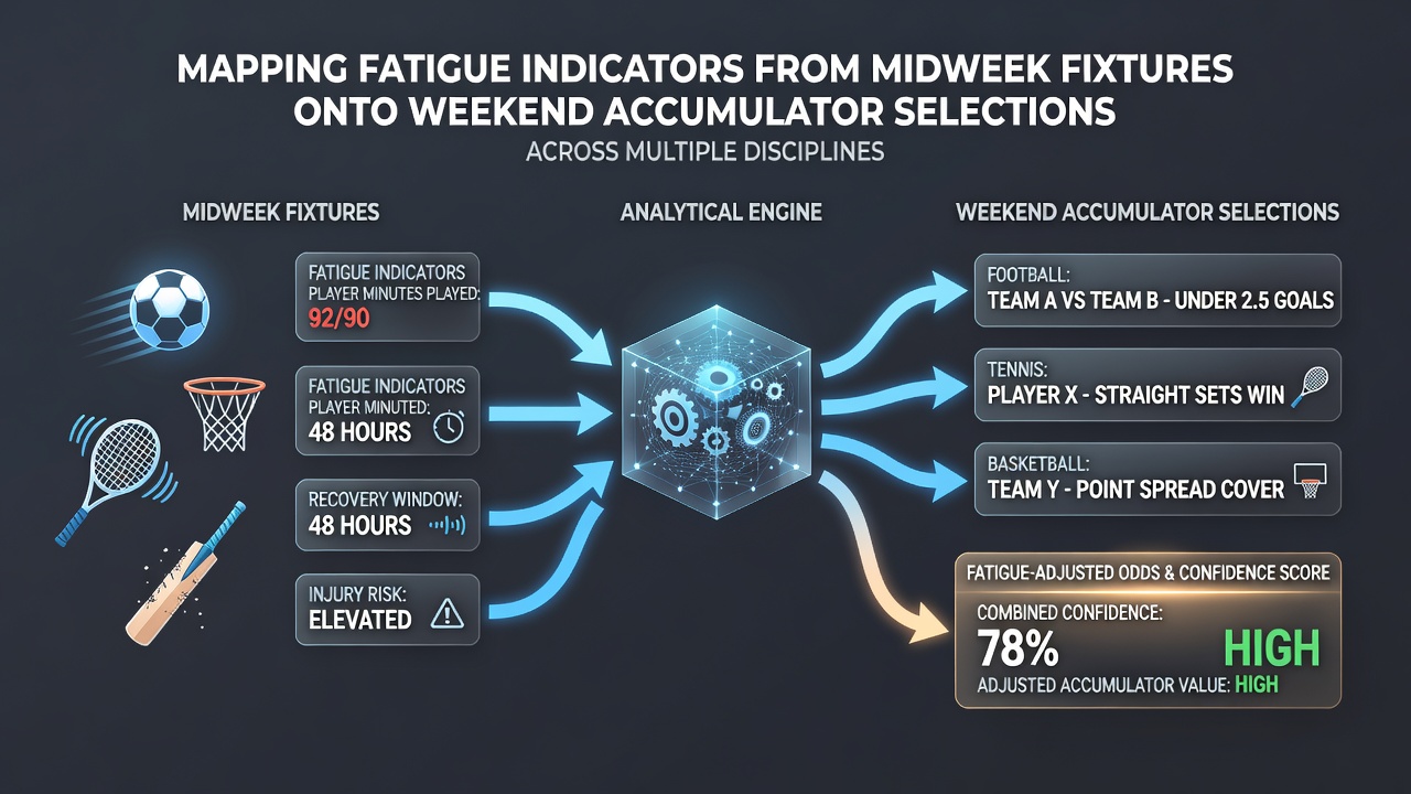 Visual representation of fatigue tracking charts overlaid on sports schedules for soccer, basketball, and tennis events