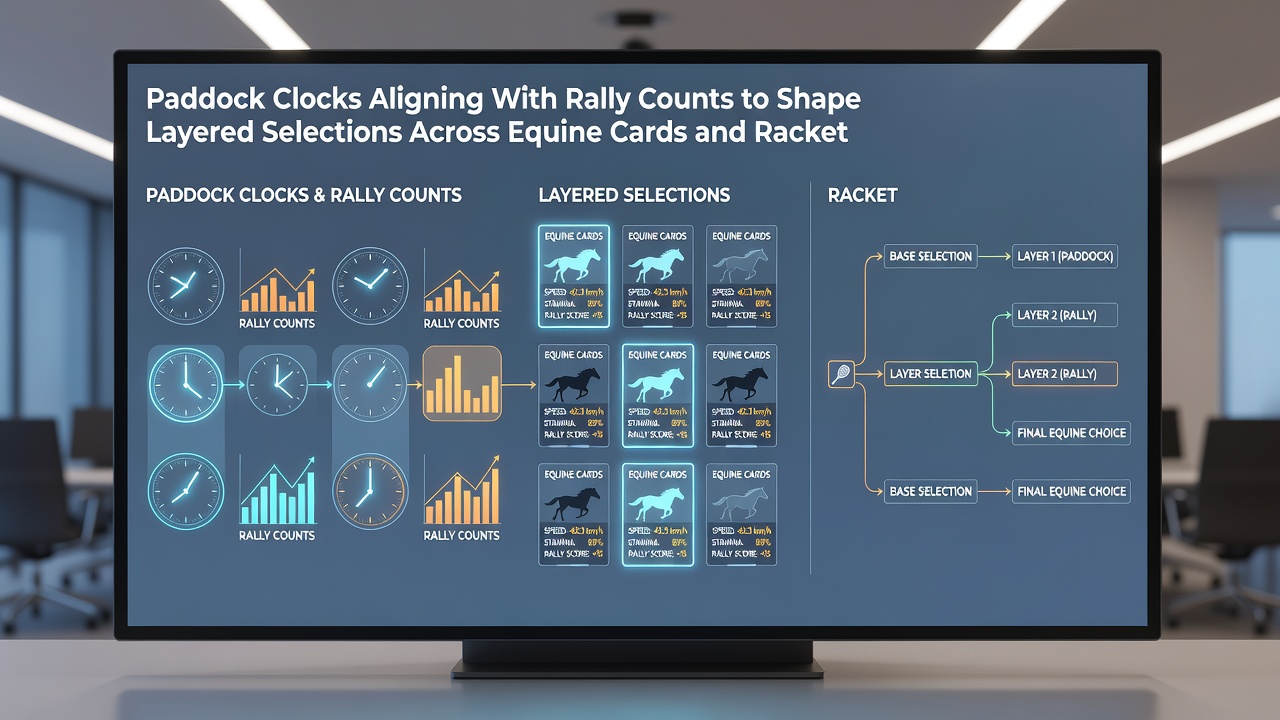 Layered betting slip showing combined equine paddock timings and tennis rally statistics