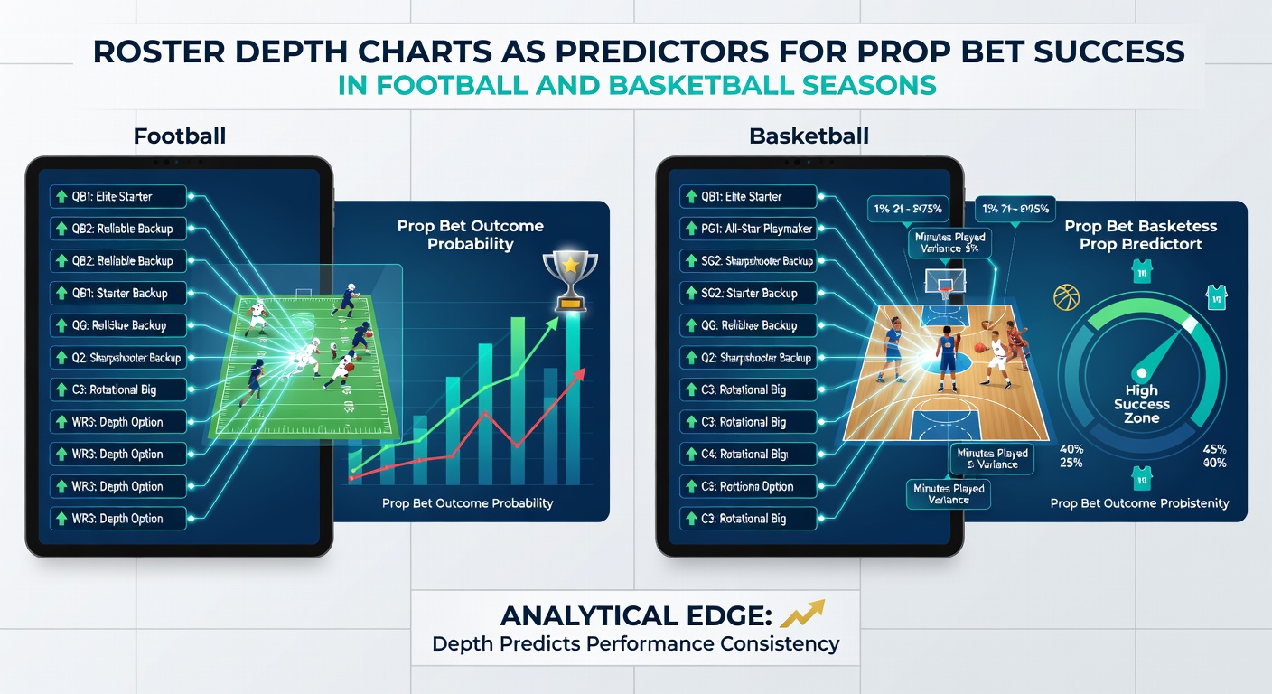 Roster depth chart analysis showing player rotations in football adn basketball for prop bet evaluation