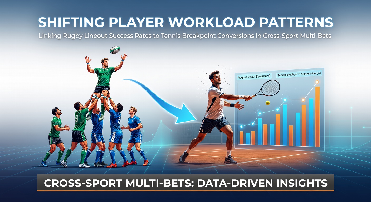 Analysis chart showing rugby lineout success rates alongside tennis breakpoint conversion metrics for multi-bet correlations